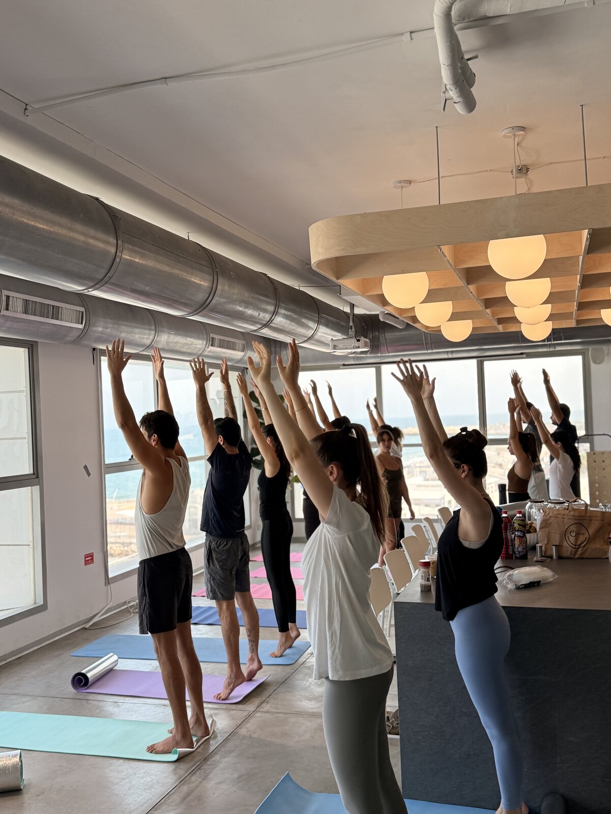 Team yoga session at the office